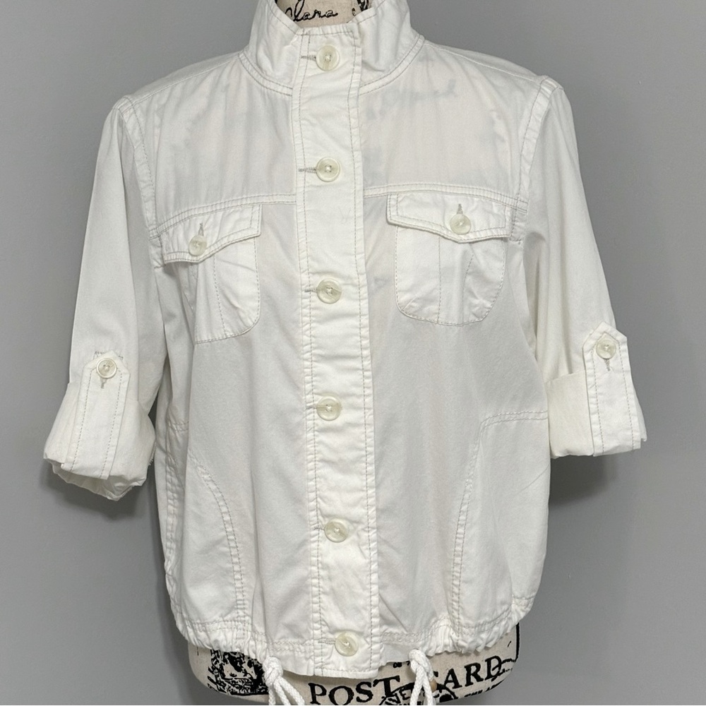 French Cuff Cream Top Women L
